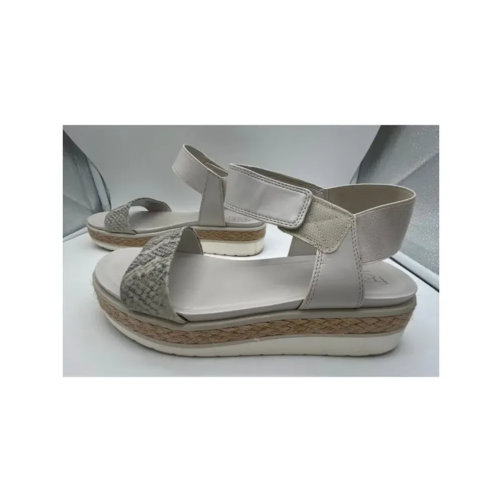 Franco Sarto Tinaka White & Gray Snakeskin Espadrille Sandals Shoes Size 9.5M